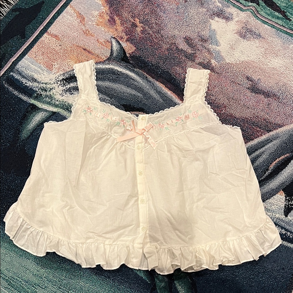 vintage-style white babydoll nightgown top